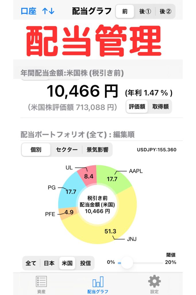 配当管理アプリの米国株ポートフォリオ